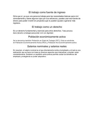 El Trabajo Como Fuente De Ingreso