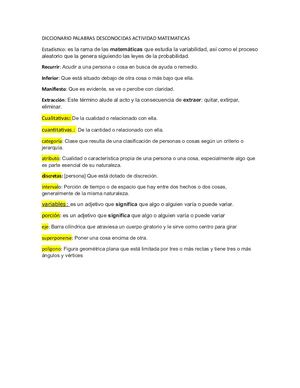 Diccionario Palabras Desconocidas Actividad Matematicas