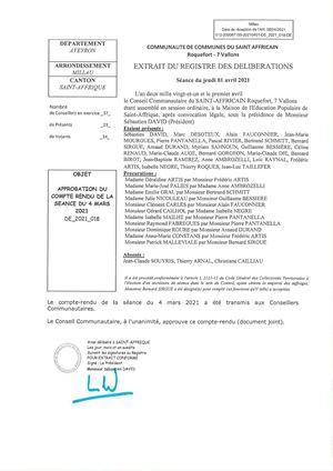 De2021 018 Approbation Du Cr 4032021