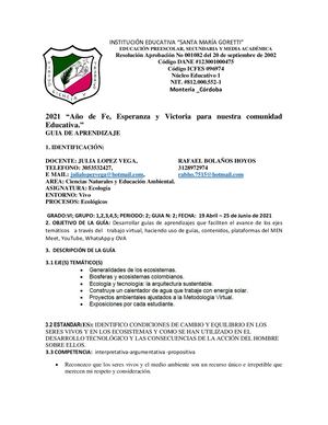 Guia Numero 2 De EcologÍa