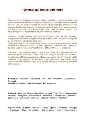 100 Mots Magiques Qui Font Vendre (t Artisti K).