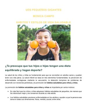 Taller Para Padres Habitos De Vida Saludable Monica