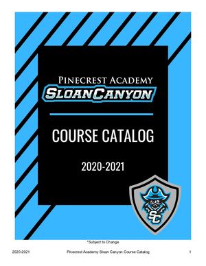 Course Catalog Sloan Canyon 20 21