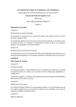 Extracto Lottt El Contrato De Trabajo
