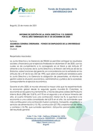 Informe De Gestión FEEAN 2020