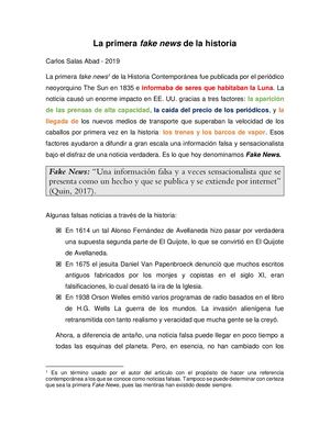 La Primera Fake News De La Historia