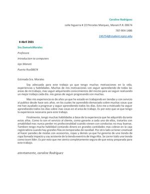 Carol Carta De Presentacion