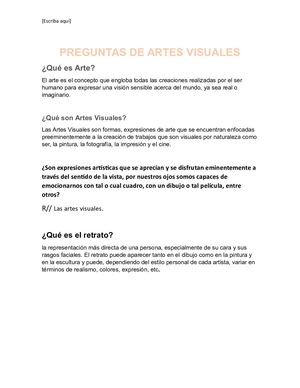 Preguntas De Artes Visuales