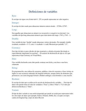 Definiciones De Variables