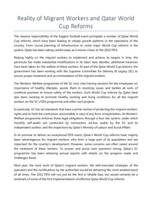 Qatar Reforms - Qatar World Cup Reforms