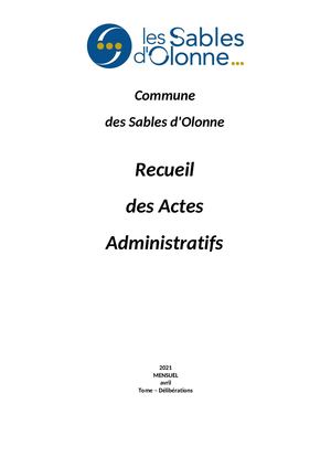 Recueil des Actes Administratifs - Avril 2021