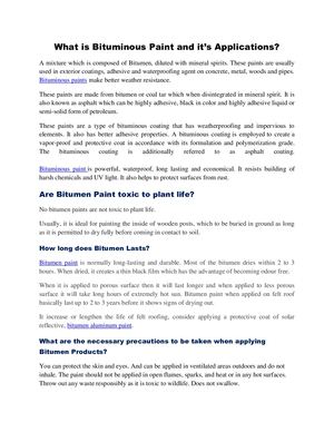 What Is Bituminous Paints And Its Applications