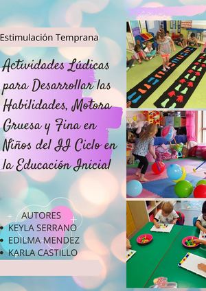 Actividades Lúdicas Para Desarrollar Las Habilidades, Motora Gruesa Y Fina En Niños Del Ii Ciclo En La Educación Inicial