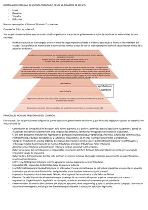 Normas Que Regulan El Sistema Tributario Desde La Piramide De Kelsen