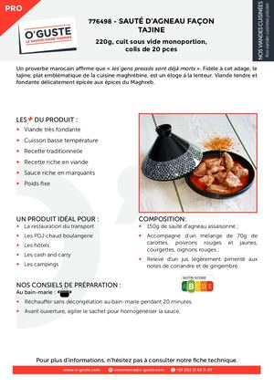 776498 - Sauté D'agneau Façon Tajine PRO