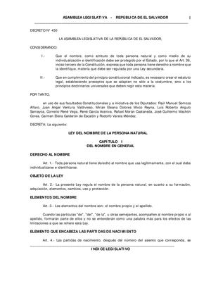 Ley Del Nombre Y De La Perosona Natural