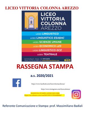 LICEO VITTORIA COLONNA AREZZO  Rassegna Stampa 2020 2021