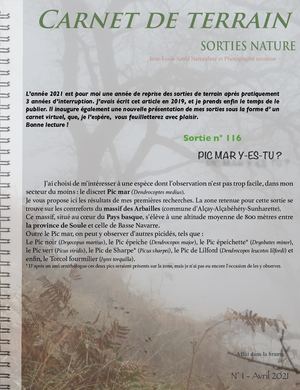 Carnet De Terrain N°1 - Avril 2021 - Sortie 116  Pic Mar