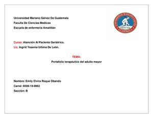 Portafolio Del Abordaje Terapeutico Del Adulto Mayor