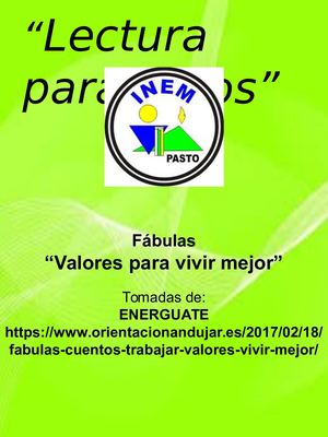 Fábulas “Valores para vivir mejor” Segunda Parte