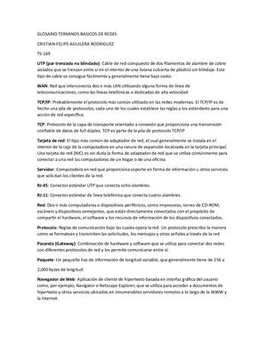 Glosario Terminos Basicos De Redes