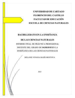 Infome Final De Práctica Profesional Melanie Masís Montoya