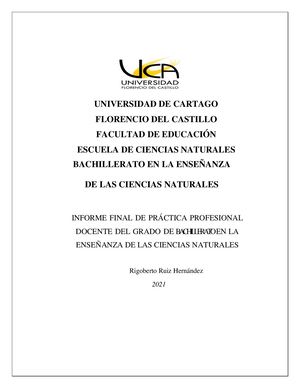 Informe Final Práctica Docente Rigoberto Ruiz Hernández