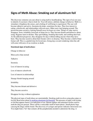 Signs Of Meth Abuse Smoking Out Of Aluminum Foil Edited