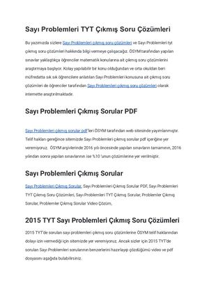 Sayı Problemleri Tyt ÇıKmış Soru ÇöZümleri