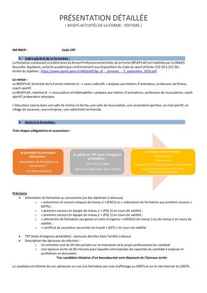 Fiche Détaillée BP AF