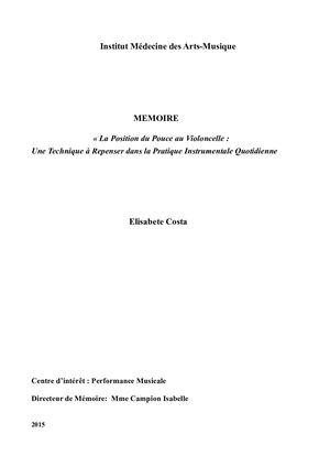 La Position du Pouce au Violoncelle