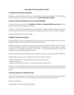 Bases Legales De La Sorteo Coloca Tu Mac · Bar Maceira