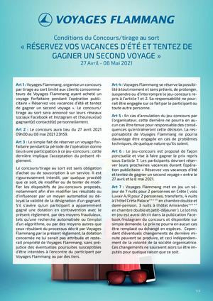 Règlement Jeu Concours - Tentez de gagner un second voyage
