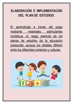 Elaboración E Implementación Del Plan De Estudios