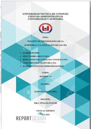 METODOLOGÍA DE LA AUDITORIA Y LA APLICACIÓN DE LAS NIA