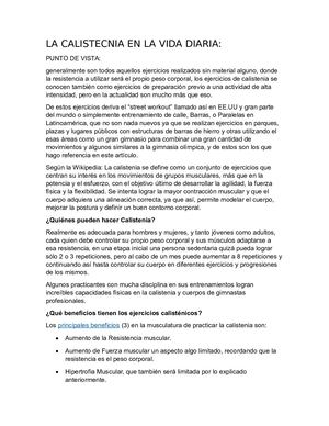 La Calistecnia En La Vida Diaria