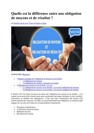 La Différence Entre Une Obligation De Moyens Et De Résultat