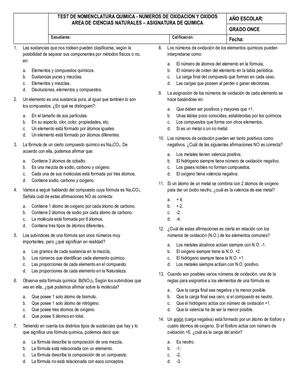 Numeros De Oxidacion