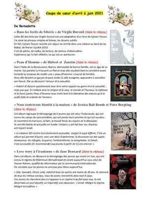 Coups De Coeur D'avril À Juin 2021
