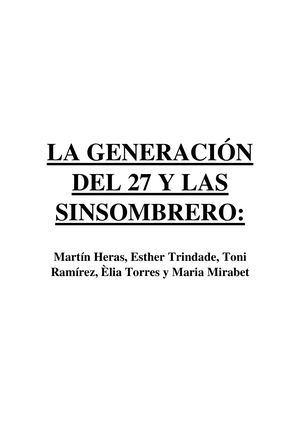 Generación Del 27 Y Las Sinsombrero