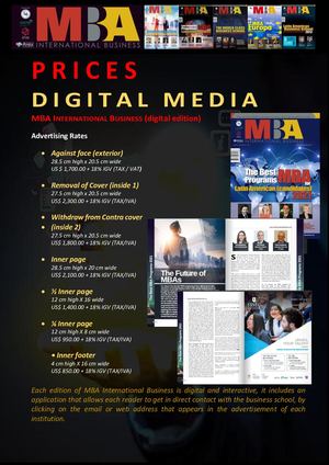 Advertising Rates MBA International Business Magazine