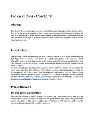 Pros And Cons Of Section 8