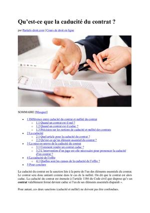 C'est quoi la caducité du contrat