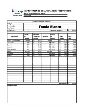 Receta Estandar Convertido