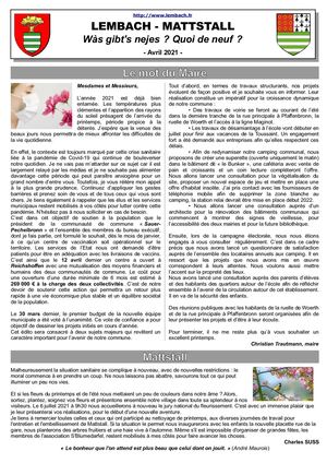 Was gebt's nejes Avril 2021