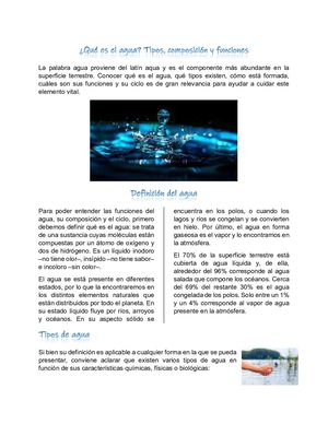 Definición Y Componentes Del Agua