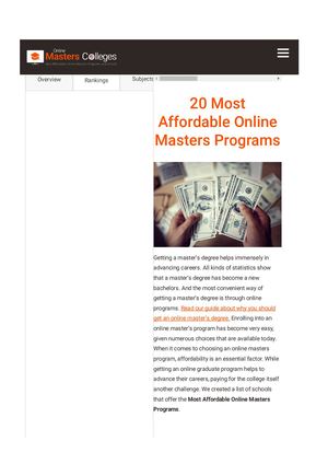 Most Affordable Online Masters Programs