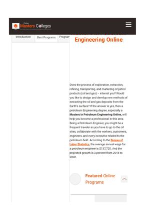 Master's in Petroleum Engineering Online