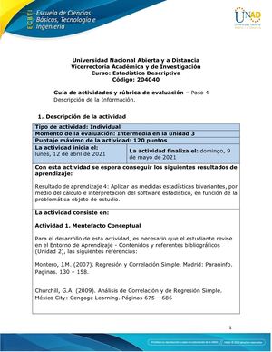 Guía De Actividades Y Rúbrica De Evaluación Unidad 3 Paso 4 Descripción De La Información