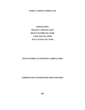Ensayo Sobre Tensiones Curriculares